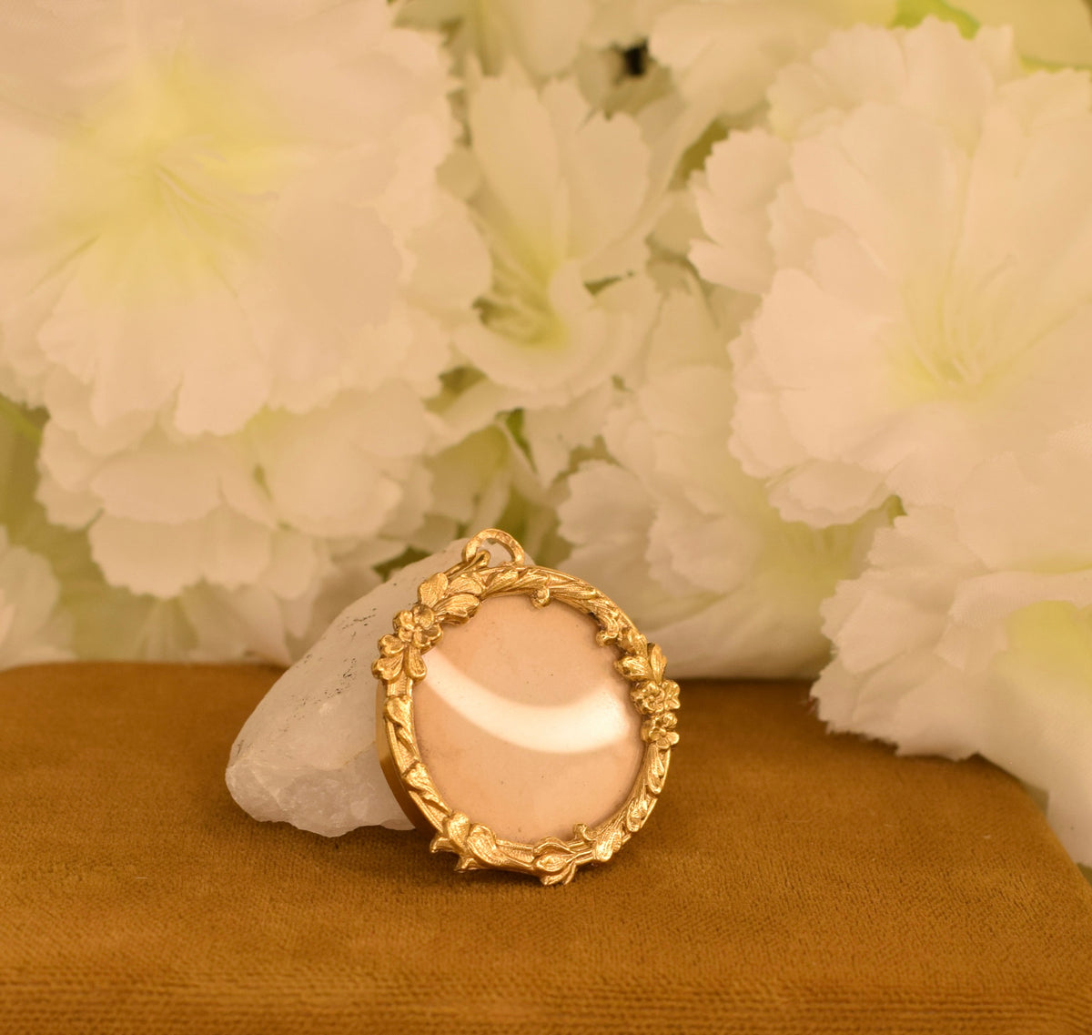 Rare Antique FIX Photo Locket Pendant – French Art Nouveau – Gold Filled – Mother of Pearl – Circa 1900
