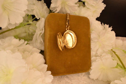 Antique 19th Century Gilt Brass Photo Locket Pendant, Oval Locket with Original Swivel Glass, Victorian Collectible Jewelry