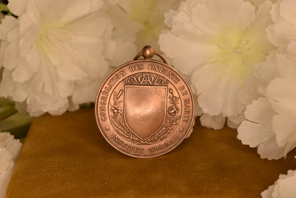 Antique French Bronze Religious Medal - Our Lady of Sorrows - Enfants de Marie Institut Normal - Signed H. Marey