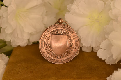 Antique French Bronze Religious Medal - Our Lady of Sorrows - Enfants de Marie Institut Normal - Signed H. Marey
