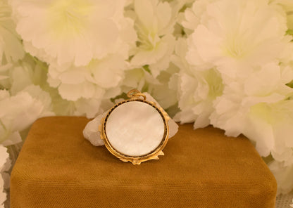 Rare Antique FIX Photo Locket Pendant – French Art Nouveau – Gold Filled – Mother of Pearl – Circa 1900