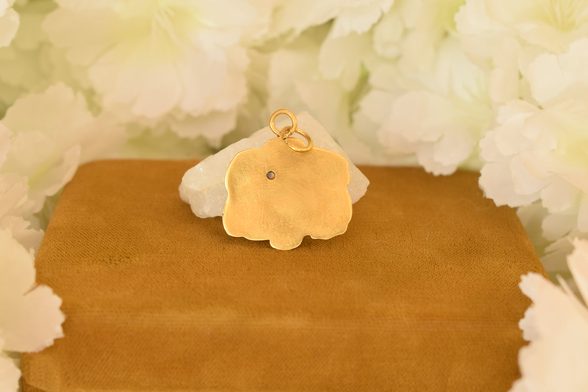 Etsy Title: Antique Art Nouveau Gold Plated Pendant – Lady with Dove – French 1900s Romantic Jewelry – Rhinestone Charm