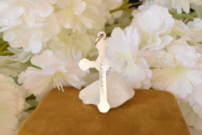 Antique Sterling Silver Crucifix Pendant – Souvenir N.D. de Lourdes – Hallmarked Religious Cross, Vintage Pilgrimage Jewelry