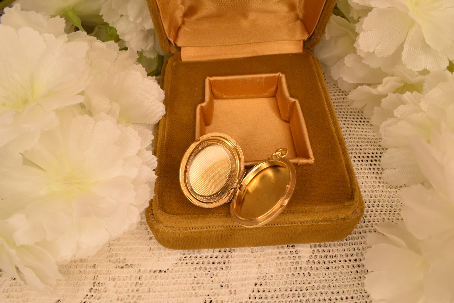 Antique 19th Century Gilt Brass Photo Locket Pendant, Oval Locket with Original Swivel Glass, Victorian Collectible Jewelry