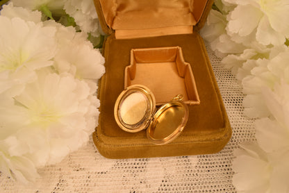 Antique 19th Century Gilt Brass Photo Locket Pendant, Oval Locket with Original Swivel Glass, Victorian Collectible Jewelry