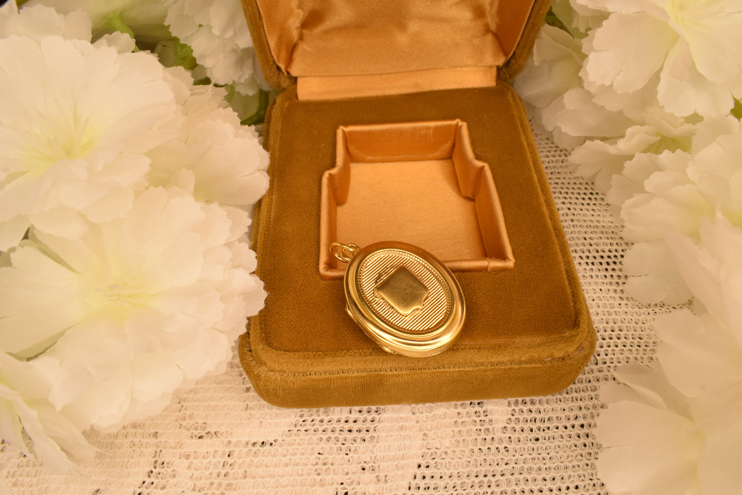Antique 19th Century Gilt Brass Photo Locket Pendant, Oval Locket with Original Swivel Glass, Victorian Collectible Jewelry