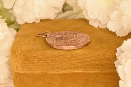 Antique French Bronze Religious Medal - Our Lady of Sorrows - Enfants de Marie Institut Normal - Signed H. Marey