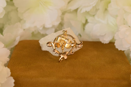Antique French Art Nouveau FIX Gold Filled Floral Brooch – Circa 1900