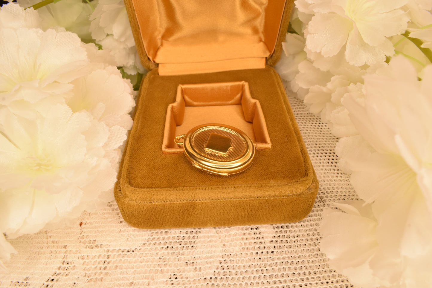 Antique 19th Century Gilt Brass Photo Locket Pendant, Oval Locket with Original Swivel Glass, Victorian Collectible Jewelry