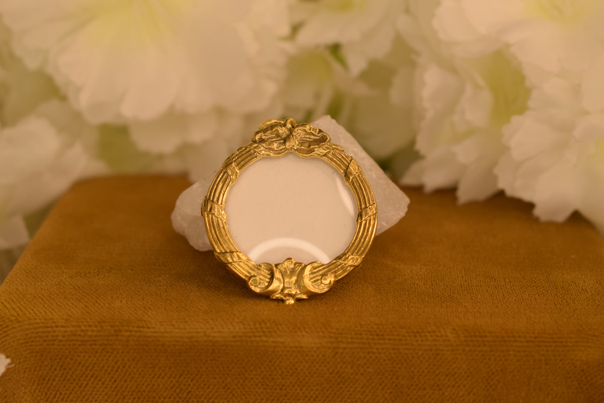 Beautiful Antique French Photo Locket Pendant – Circa 1900 – Gilt Brass