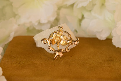 Antique French Art Nouveau FIX Gold Filled Floral Brooch – Circa 1900