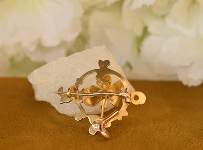 Antique French Art Nouveau FIX Gold Filled Floral Brooch – Circa 1900