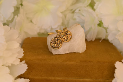 Antique Art Nouveau Cufflinks – Gold Plated – Mistletoe Design – French Cufflinks circa 1900
