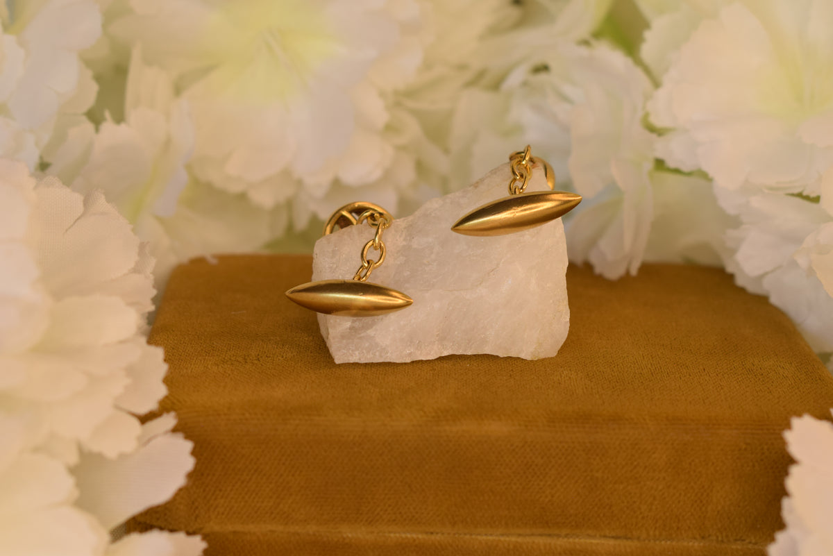 Antique Art Nouveau Cufflinks – Gold Plated – Mistletoe Design – French Cufflinks circa 1900