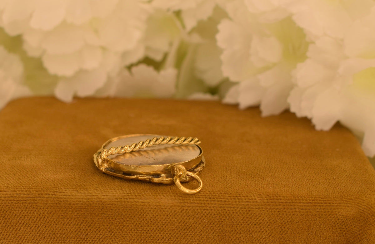 Beautiful Antique French Photo Locket Pendant – Circa 1900 – Gilt Brass