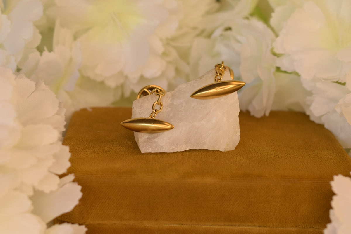 Antique Art Nouveau Cufflinks – Gold Plated – Mistletoe Design – French Cufflinks circa 1900
