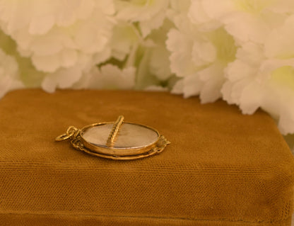 Beautiful Antique French Photo Locket Pendant – Circa 1900 – Gilt Brass