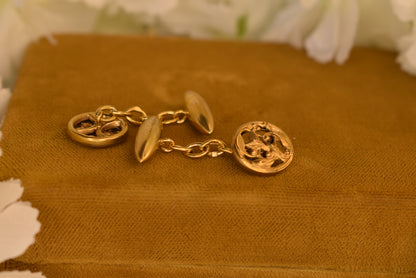Antique Art Nouveau Cufflinks – Gold Plated – Mistletoe Design – French Cufflinks circa 1900