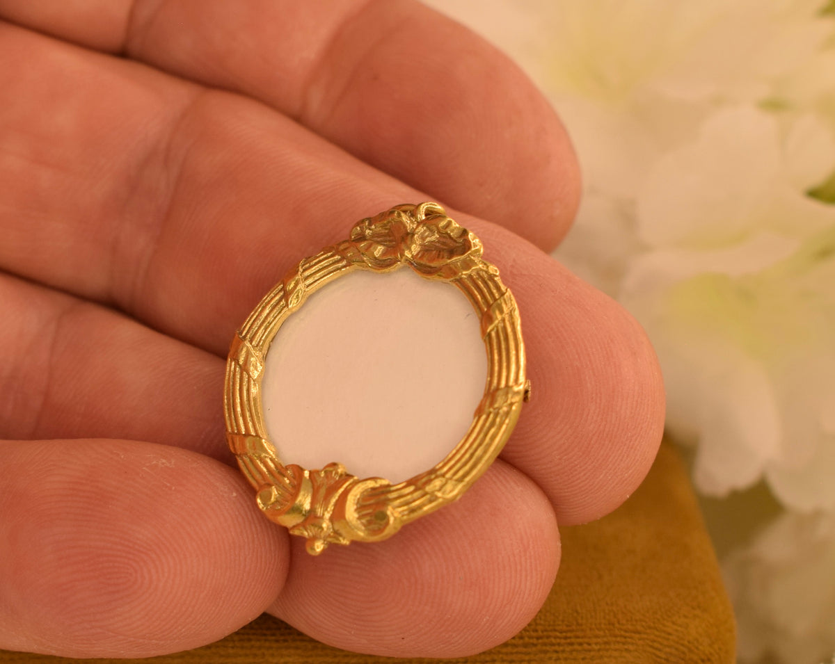 Beautiful Antique French Photo Locket Pendant – Circa 1900 – Gilt Brass