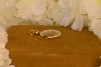Antique Photo Locket c.1900 Gold Plated Metal – Very Domed Glass Pendant – Victorian Edwardian Keepsake Locket