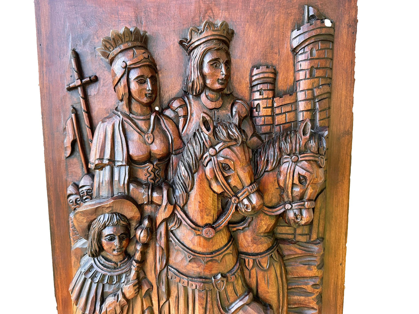 Gothic French Wood Wall Panel of French King and Queen Couple