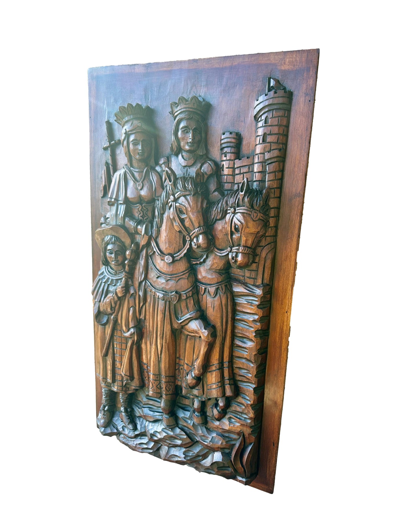 Gothic French Wood Wall Panel of French King and Queen Couple