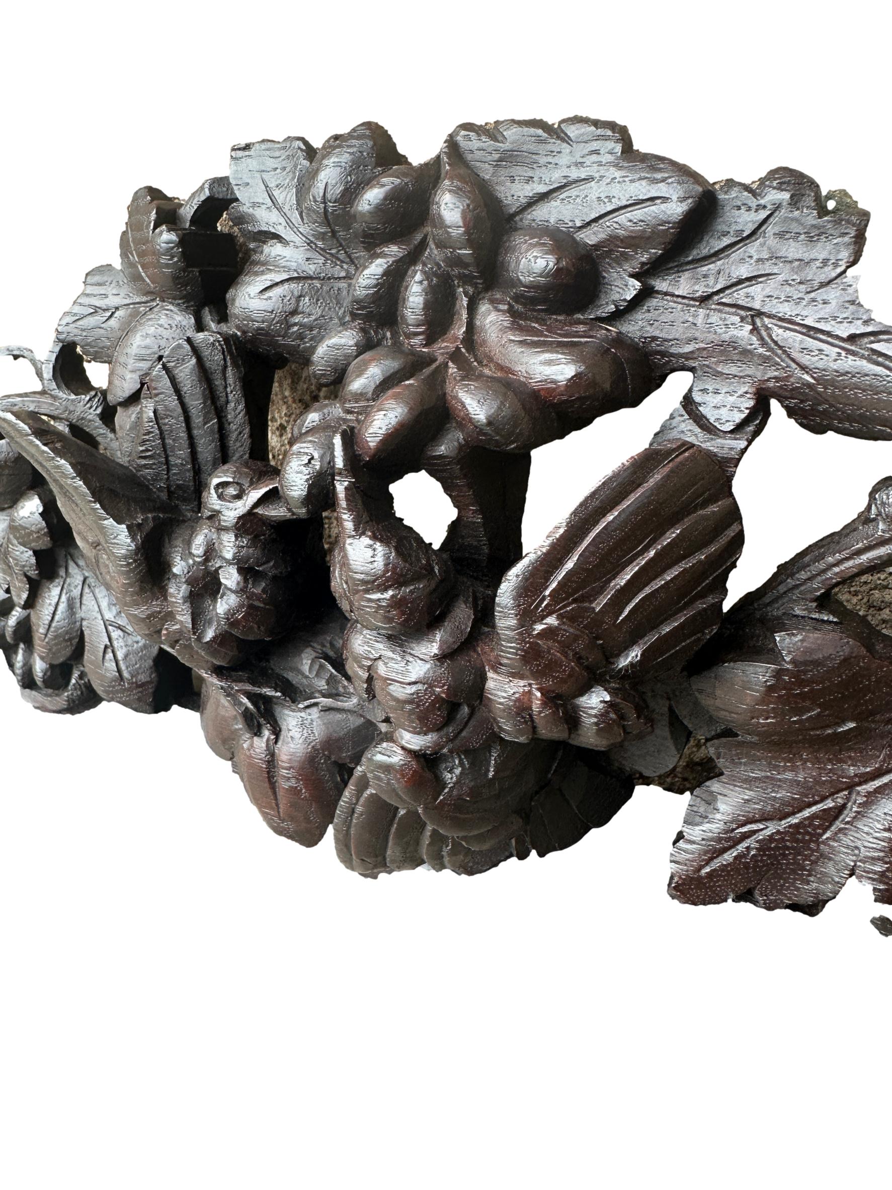 Carved wooden architectural pediment, Black Forest art, vintage decor for elegant interiors