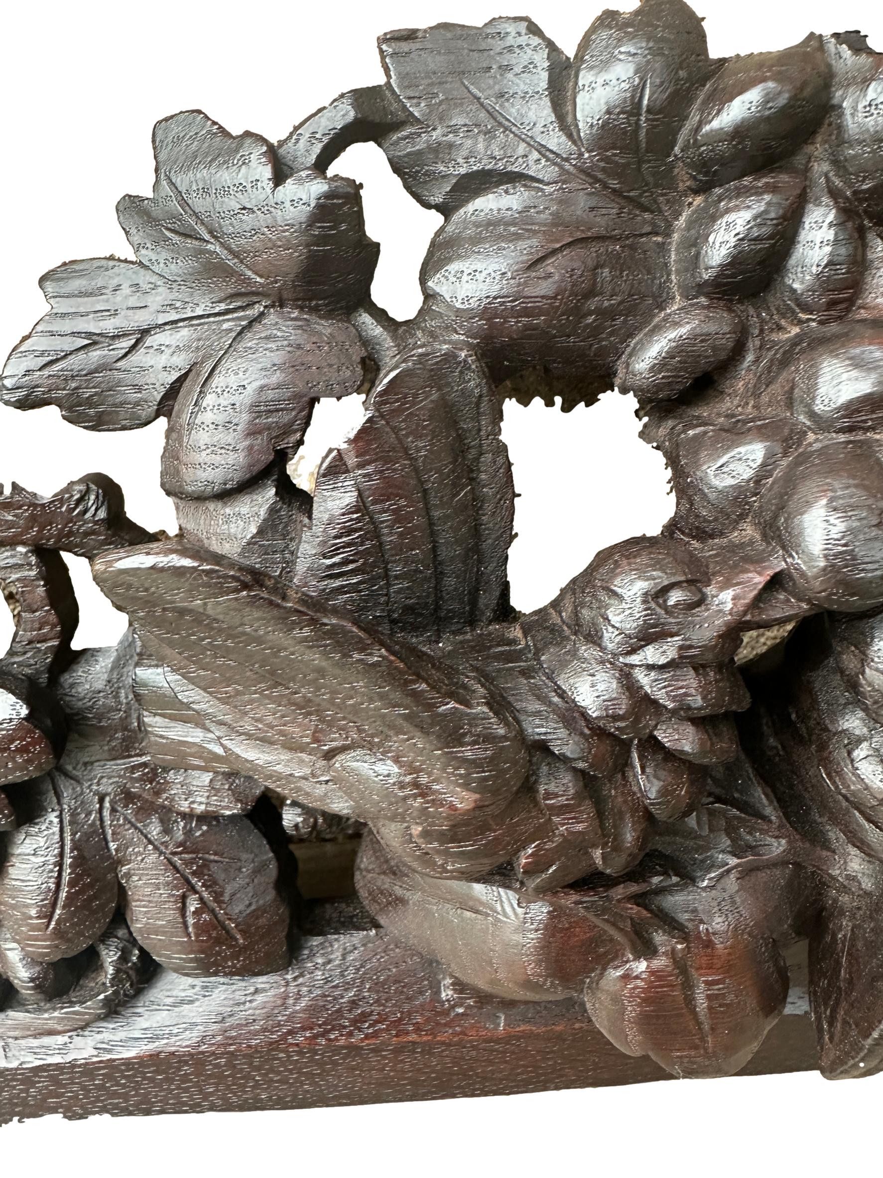 Carved wooden architectural pediment, Black Forest art, vintage decor for elegant interiors