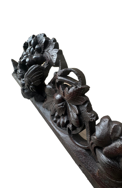 Carved wooden architectural pediment, Black Forest art, vintage decor for elegant interiors