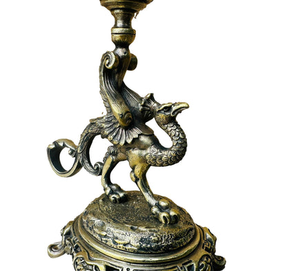Victorian bronze bird-handled candlestick candle holder, featuring intricate details and elegant design, perfect for adding vintage charm and sophistication to your decor.