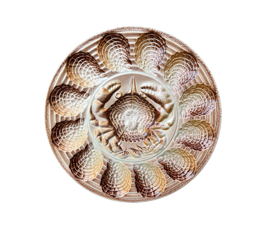Revernay French Vintage Majolica Scalloped Oyster Platter