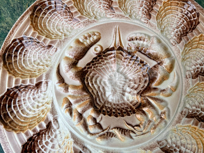 Revernay French Vintage Majolica Scalloped Oyster Platter