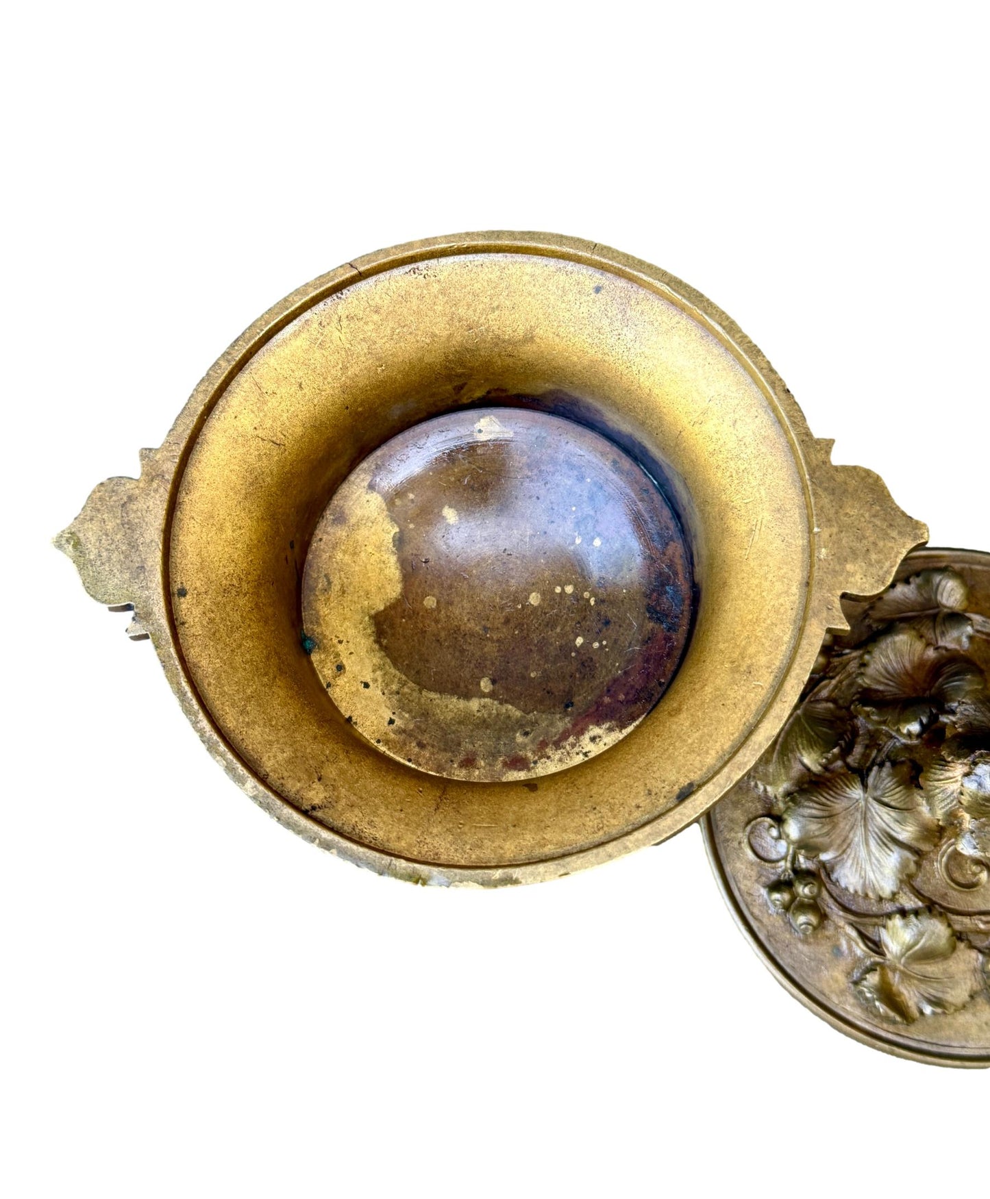 19th Bronze Cassolette Covered Dish – Fruit & Flower Motif