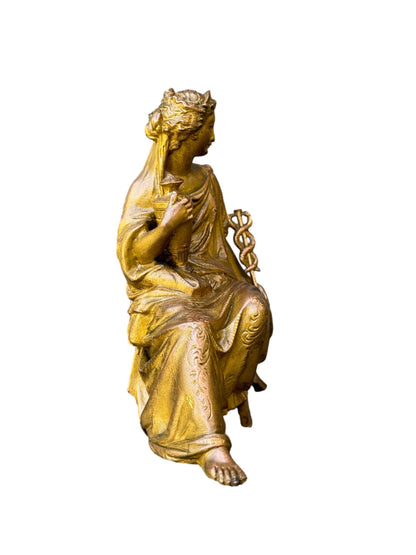 Antique French Statue, 19thC Gilded Spelter Allegory of Commerce, Prosperity Symbol