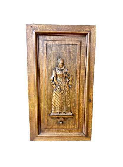 Antique French door in solid oak with authentic patina
