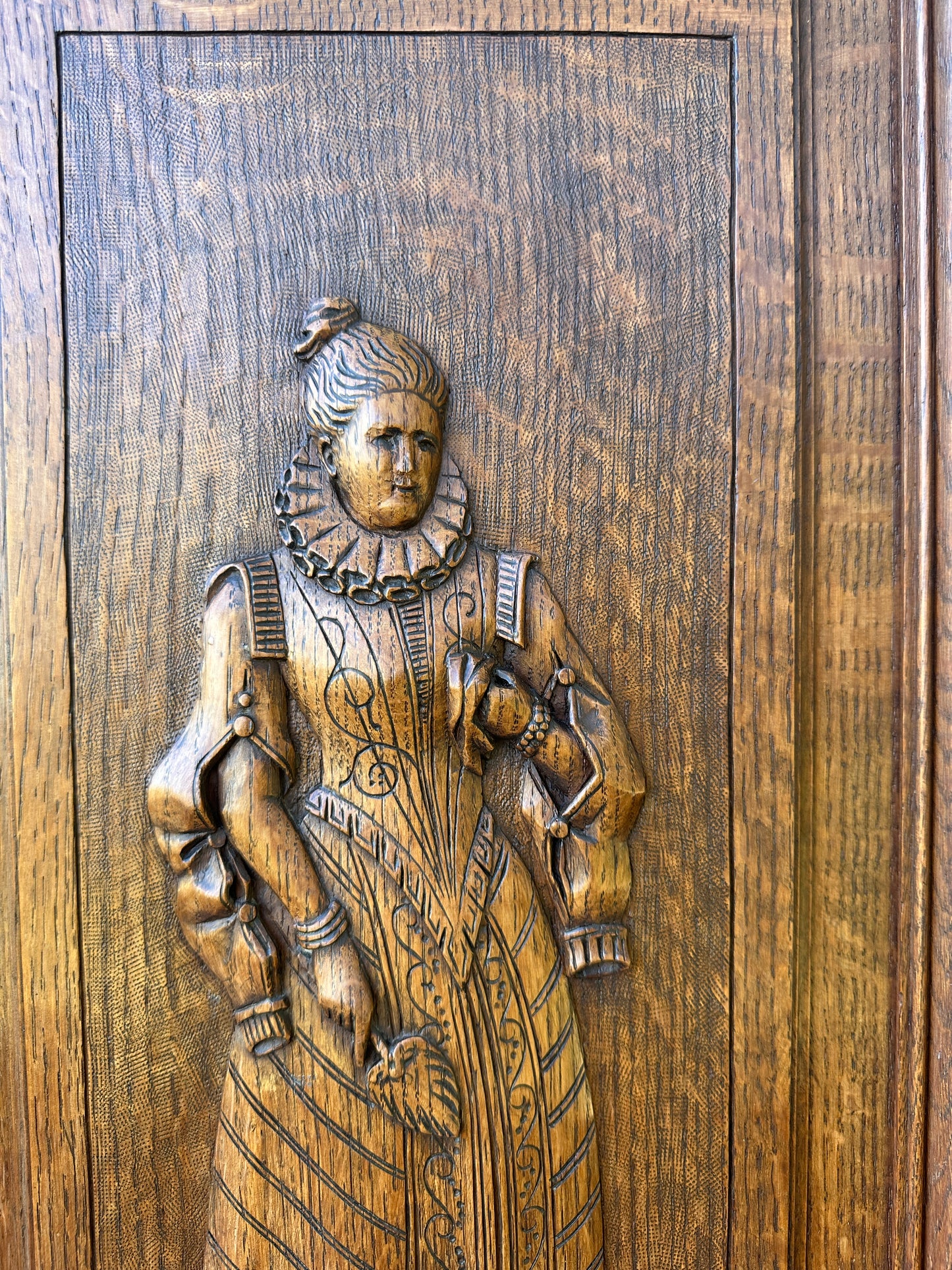 French antique carved oak wood door