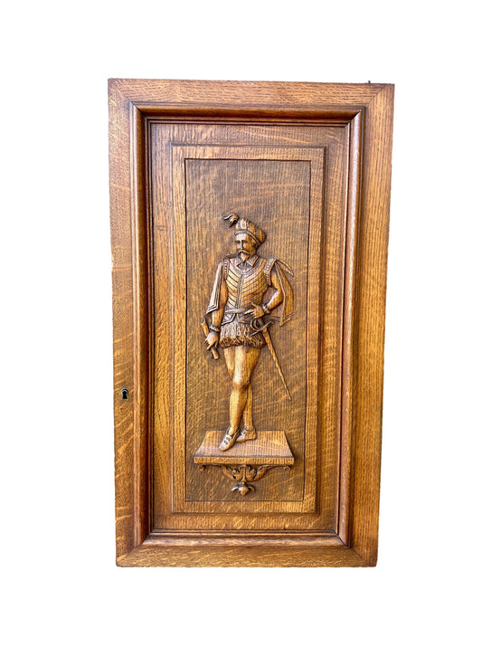 French antique carved oak wood door