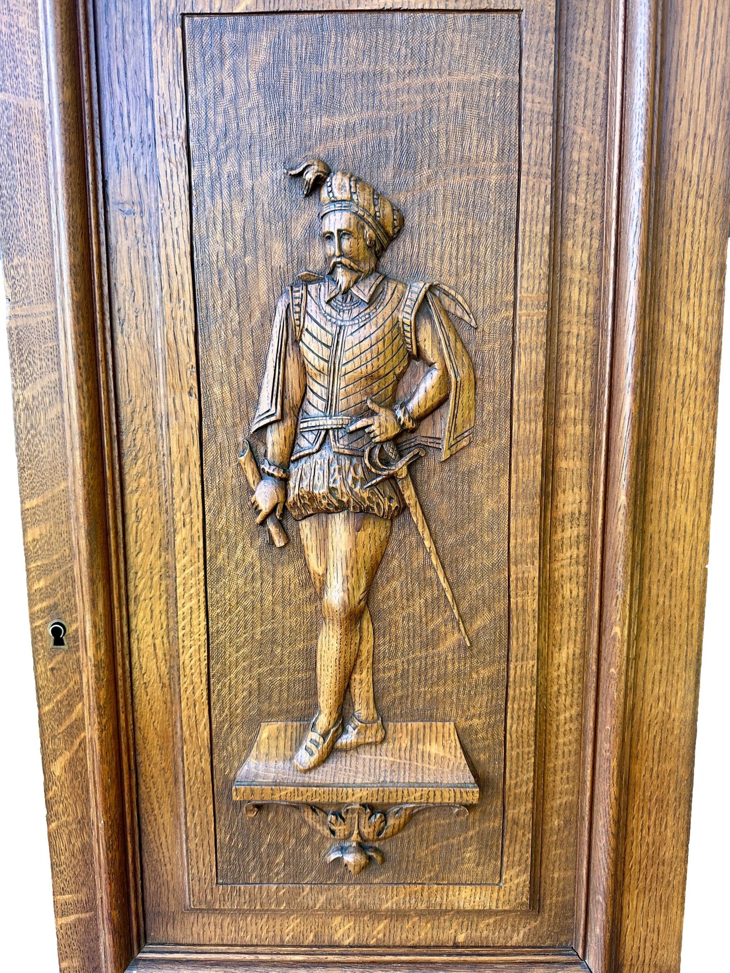 French antique carved oak wood door
