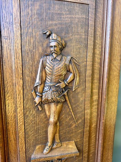 French antique carved oak wood door