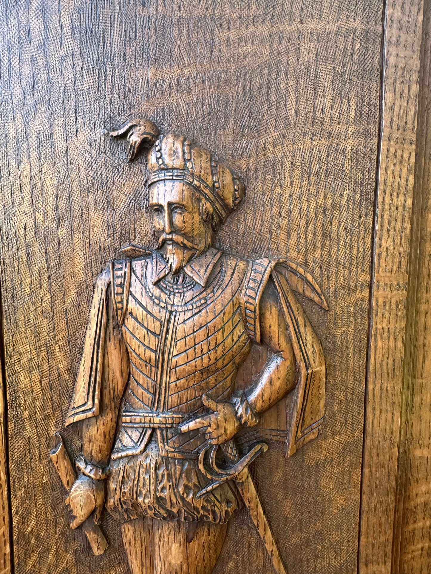 French antique carved oak wood door