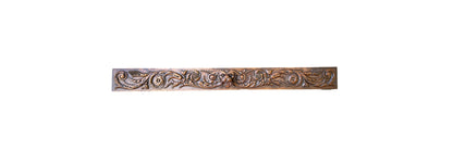 Large antique French pediment in hand-carved wood withdog and floral motif
