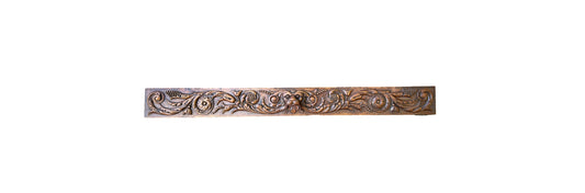 Large antique French pediment in hand-carved wood withdog and floral motif