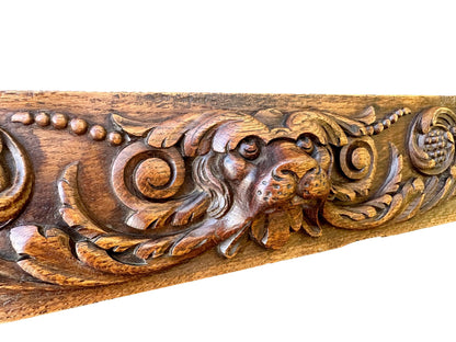 Large Antique French Carved Wood Pediment Panel