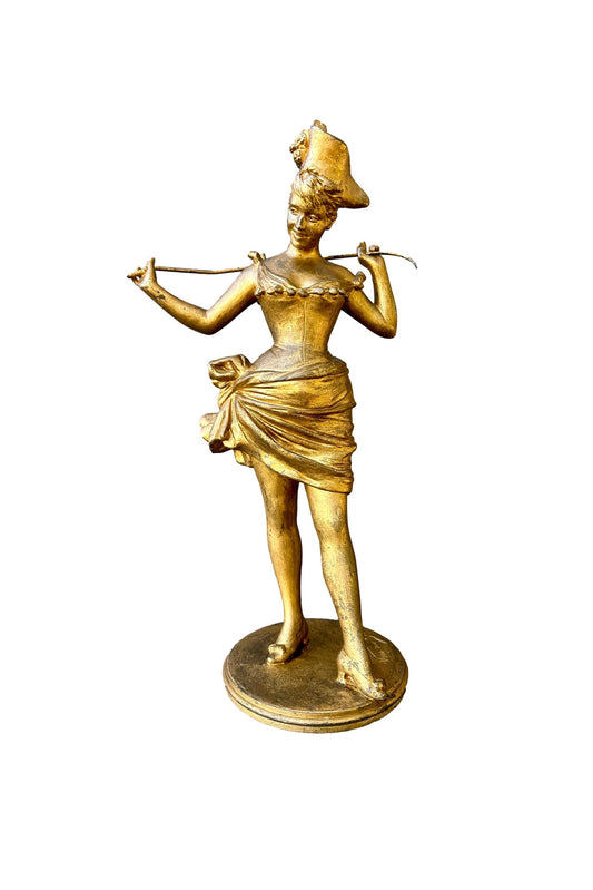 Large antique French sculpture in regule depicting a classical figure