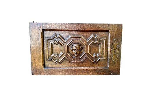 French antique oak door with weathered patina and original hardware