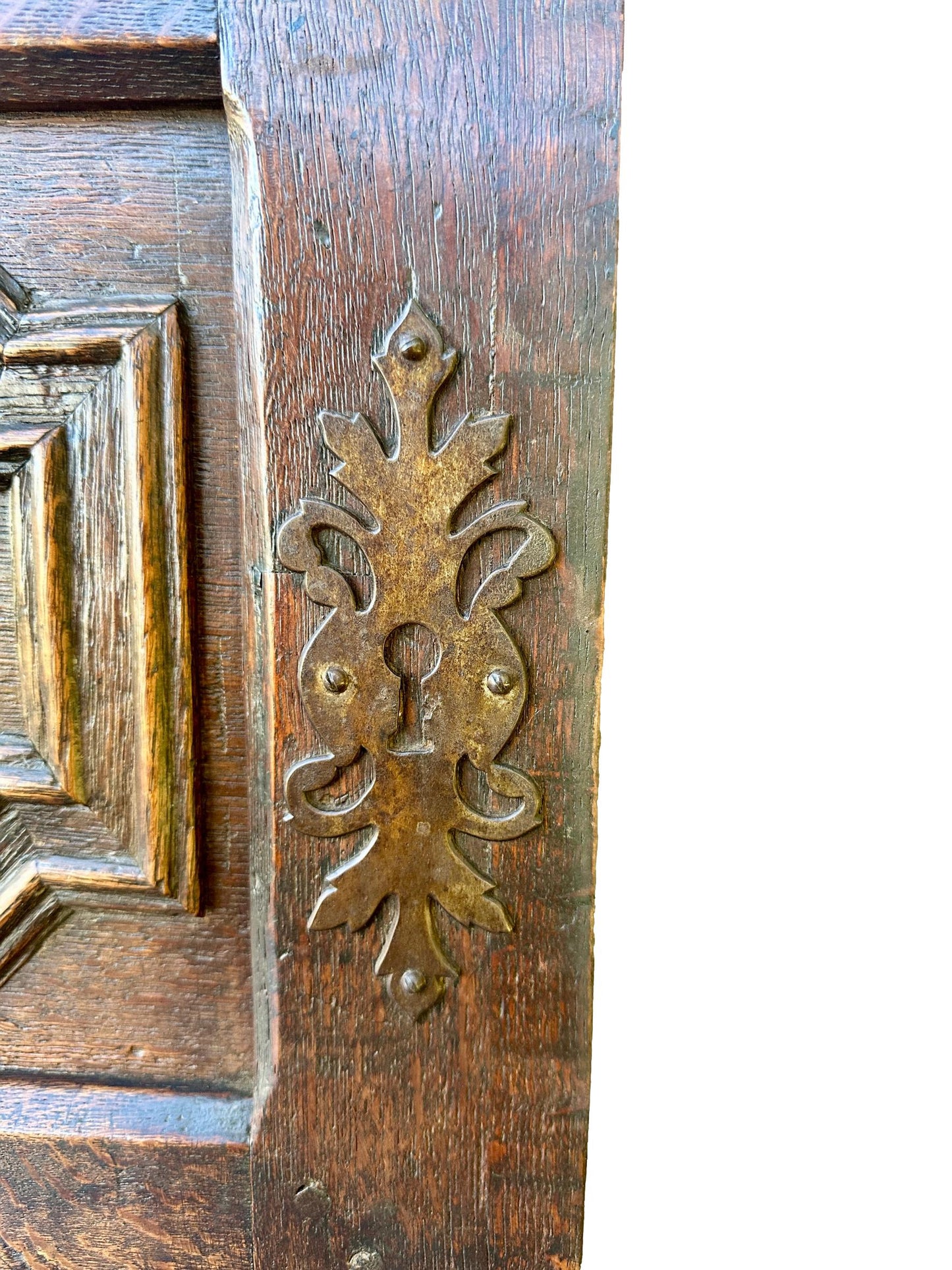 French Antique Carved Oak Wood Door