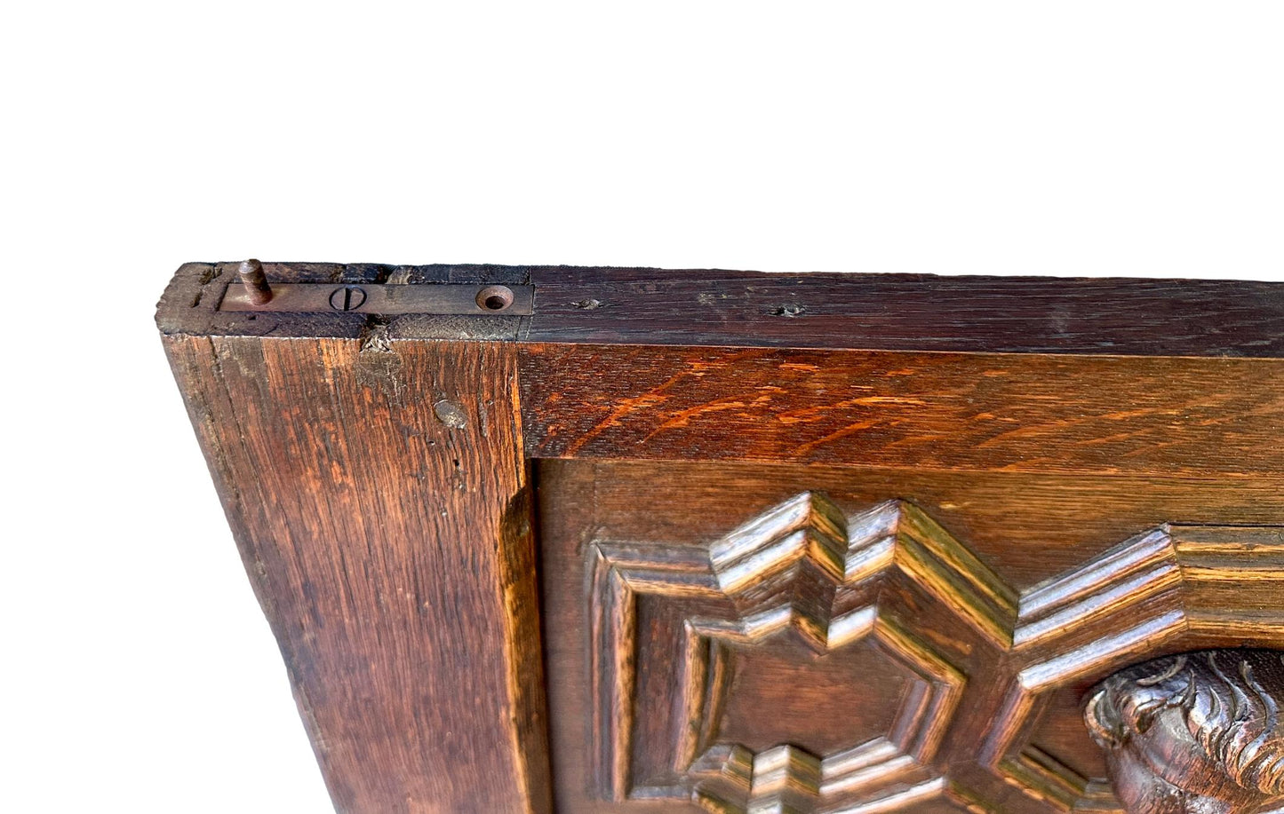 French Antique Carved Oak Wood Door