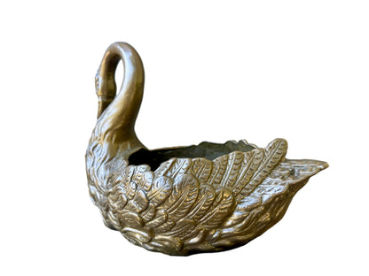 Antique French Bronze Planter, Figurative Swan, 1940s