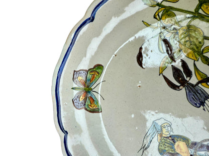 Antique HB Quimper Plate – 19th Century French Faience