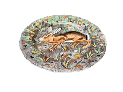 Vintage Gien Rambouillet Plate – Hand-Painted Rabbit